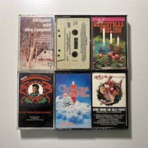 6 vintage Christmas music cassettes - Elvis, Dolly Parton and more